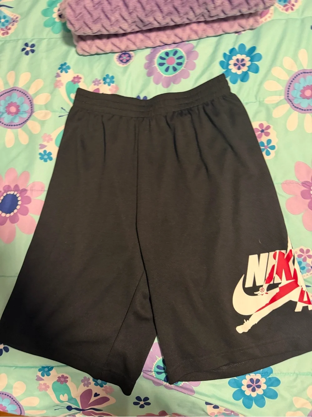 Jordan Men's Black Athletic Shorts with White & Red Logo
